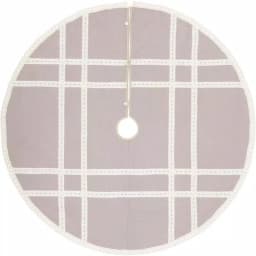 VHC Brands 60 in. Grey Margot Farmhouse Christmas Tree Skirt with Diamond Cut Lace thumbnail 1