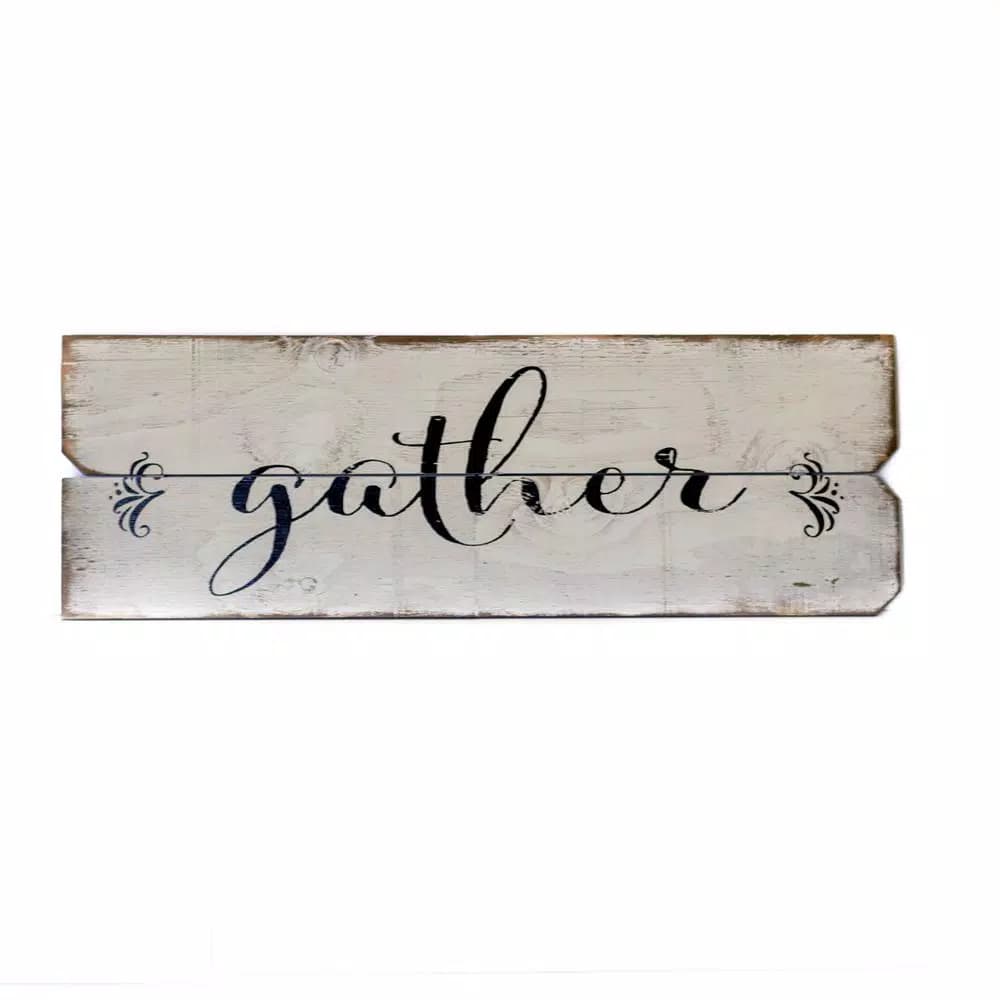 Unbranded Boulder Innovations 12 x 36 in. Gather Wood Wall Art - Farmhouse Style Sign