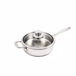 Swiss Diamond Premium Clad 3.2 qt. Stainless Steel Saute Pan with Glass Lid thumbnail 1