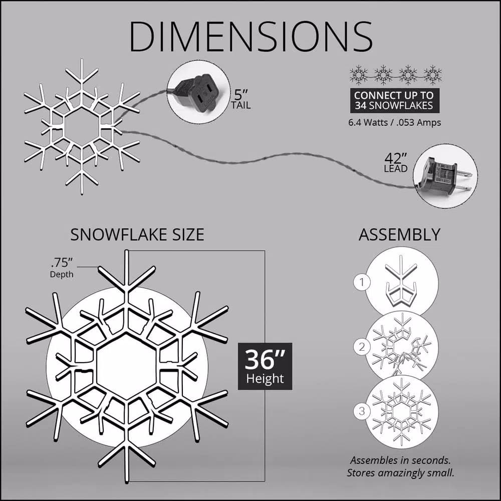 Kringle Traditions 36 in. 105-Light LED Warm White Folding Snowflake Decoration