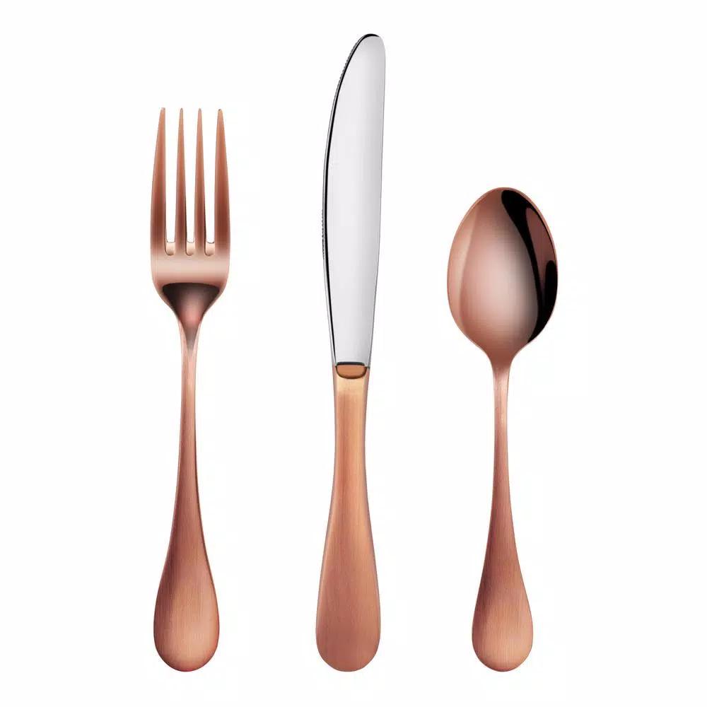 Artaste Rain 36-Piece 18/10 Stainless Steel Flatware Set, Antique Copper Finish, Service for 12