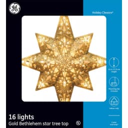 General Electric Holiday Classics 11 in. Gold Glittered Bethlehem Star Tree Topper with 16 Lights thumbnail 6