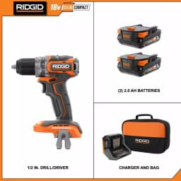 RIDGID 18V SubCompact Brushless 1/2 in. Drill Driver Kit with (2) 2.0 Ah Batteries, Charger, and Bag thumbnail 2