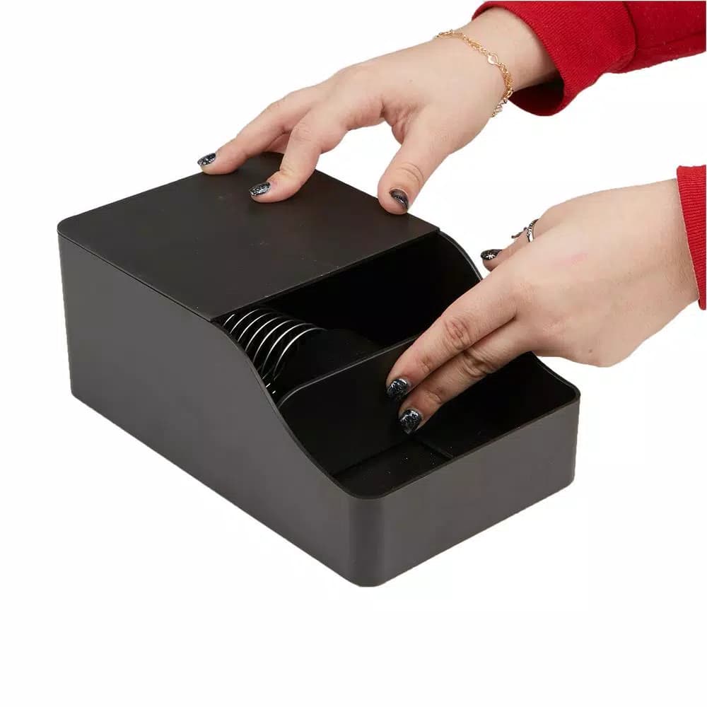 Mind Reader Black Coffee and Condiment Organizer with Integrated Sleeve Dispenser, Compact Space-Saving Design