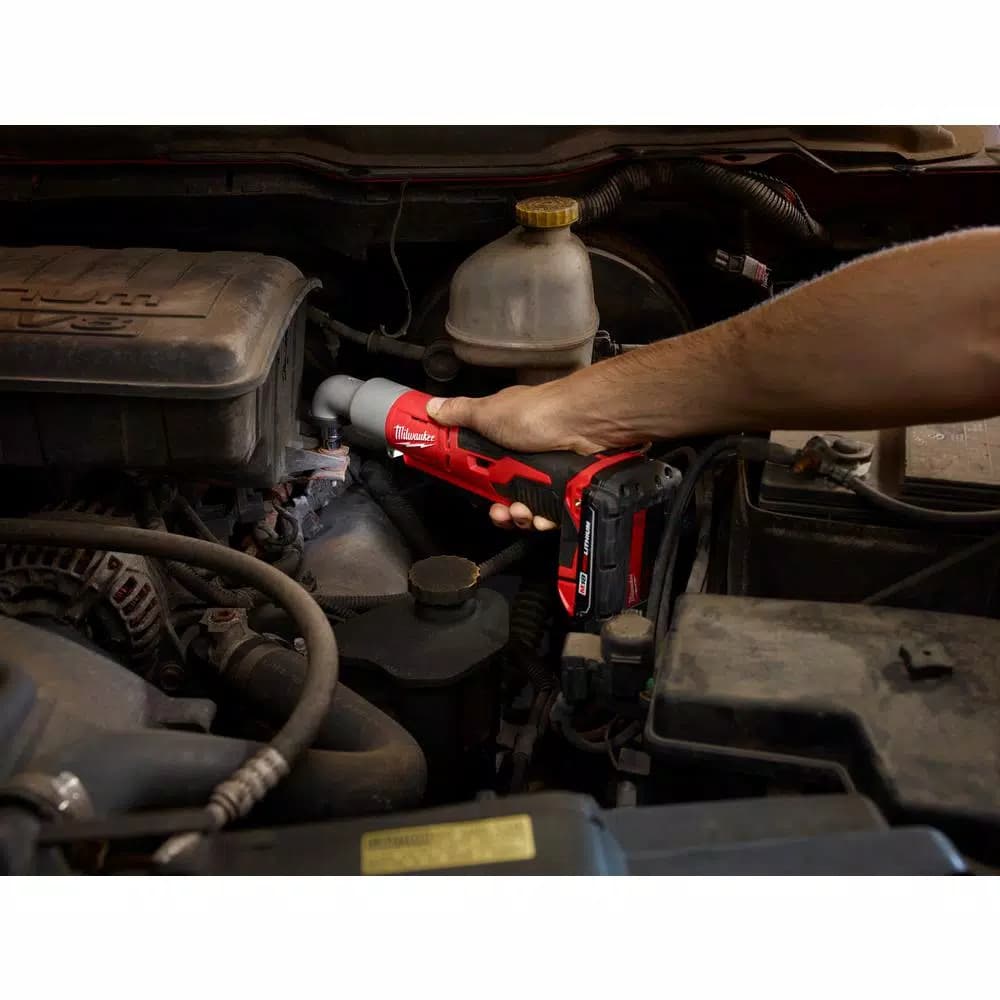 Milwaukee M18 18V Cordless 3/8 in. 2-Speed Right Angle Impact Wrench Kit with 1.5 Ah Battery, Charger, and Hard Case