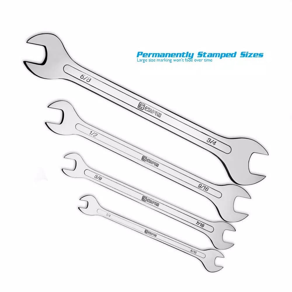 Capri Tools Super-Thin SAE Open End Wrench Set, 4-Piece Low Profile