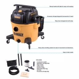 DEWALT 9 Gal. Wet/Dry Vacuum with 5 Peak HP Motor and Fine-Dust Cartridge Filter thumbnail 3