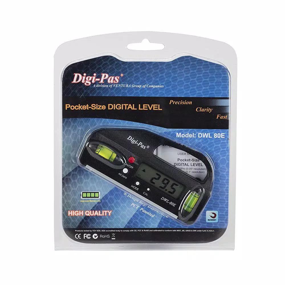Digi-Pas DWL-80E 4 in. Pocket Digital Level and Electronic Angle Gauge Protractor