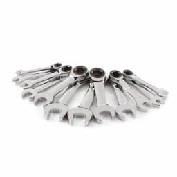 TEKTON 12-Piece Metric Stubby Ratcheting Combination Wrench Set (8-19 mm) with Storage Pouch thumbnail 2