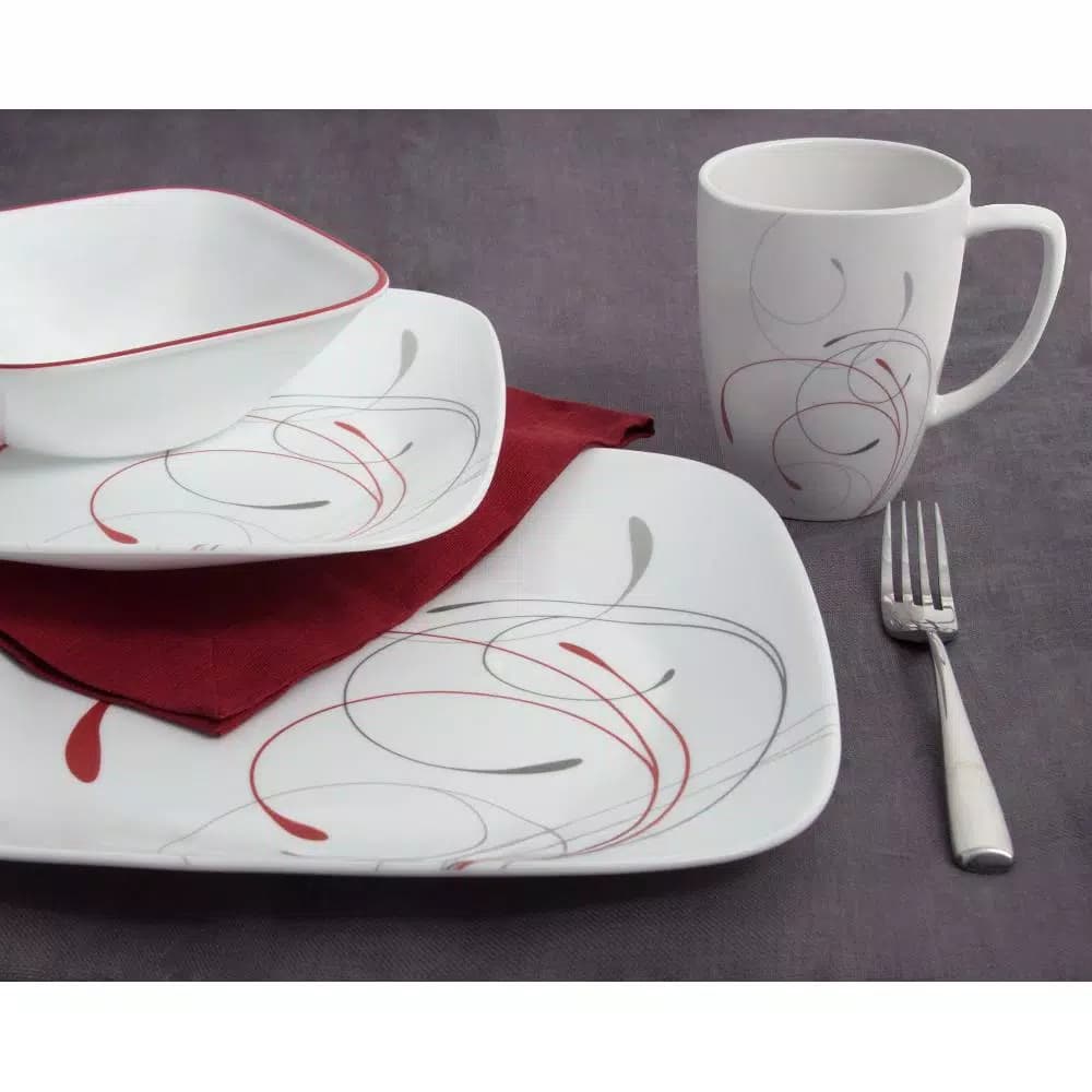 Corelle Square 16-Piece Splendor Glass Dinnerware Set, Service for 4