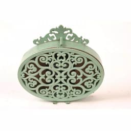 3R Studios Lily 6.25 in. H x 6.5 in. W Aqua Pewter Table Clock with Distressed Green Finish thumbnail 2