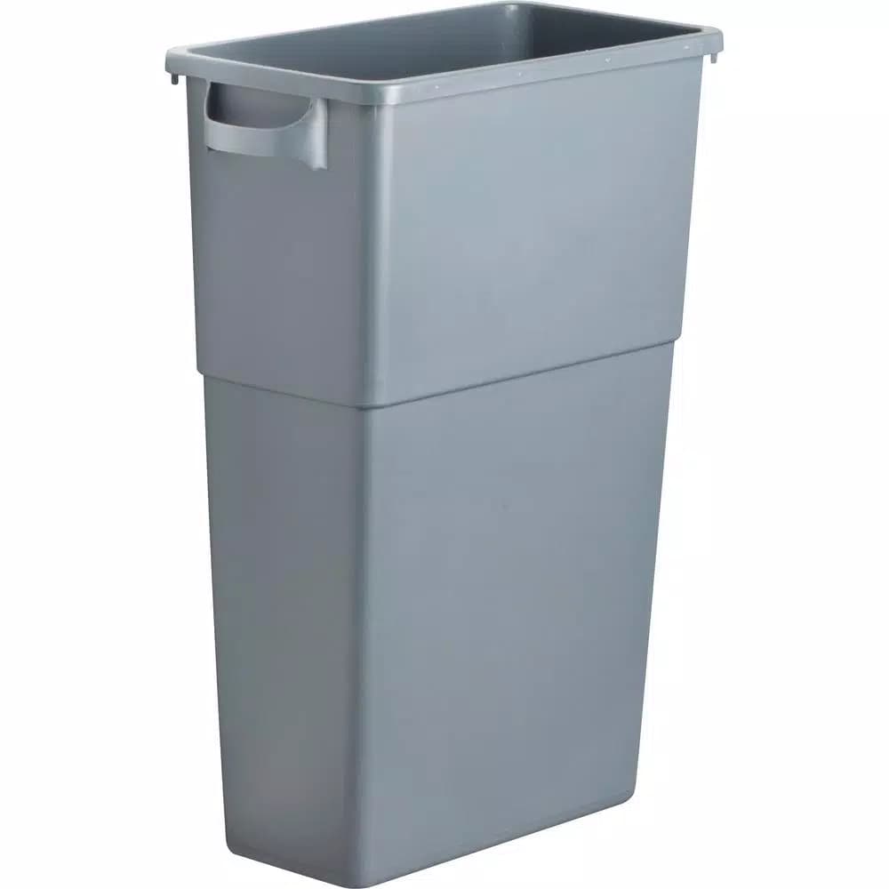 Genuine Joe 23 Gal. Slim Rectangular Space-Saving Trash Can, Gray