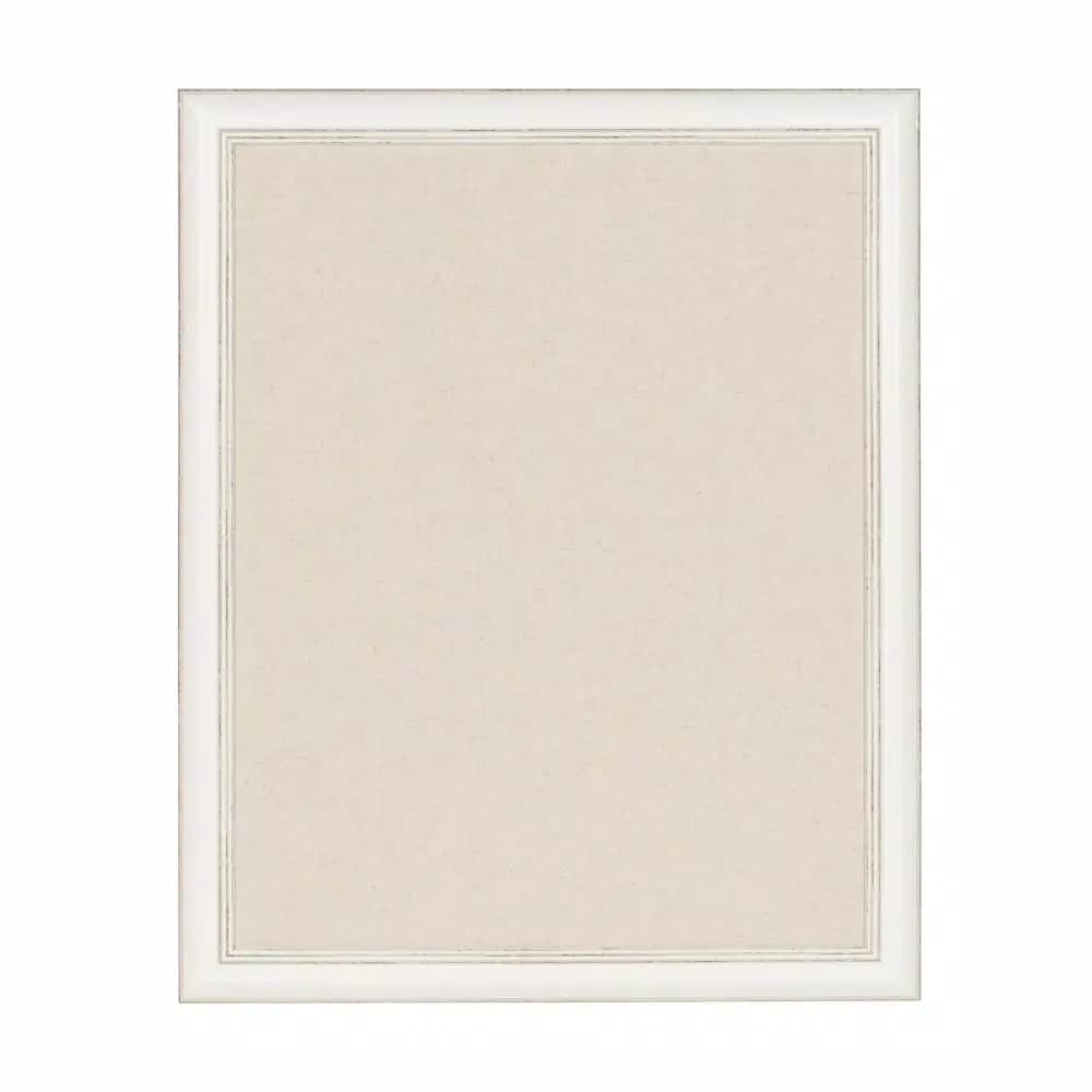 DesignOvation Macon Fabric Pinboard Memo Board - Framed White Linen Bulletin Board
