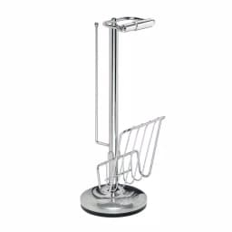 Unbranded Chrome Toilet Caddy with Magazine Rack and 3-Roll Storage Holder thumbnail 1