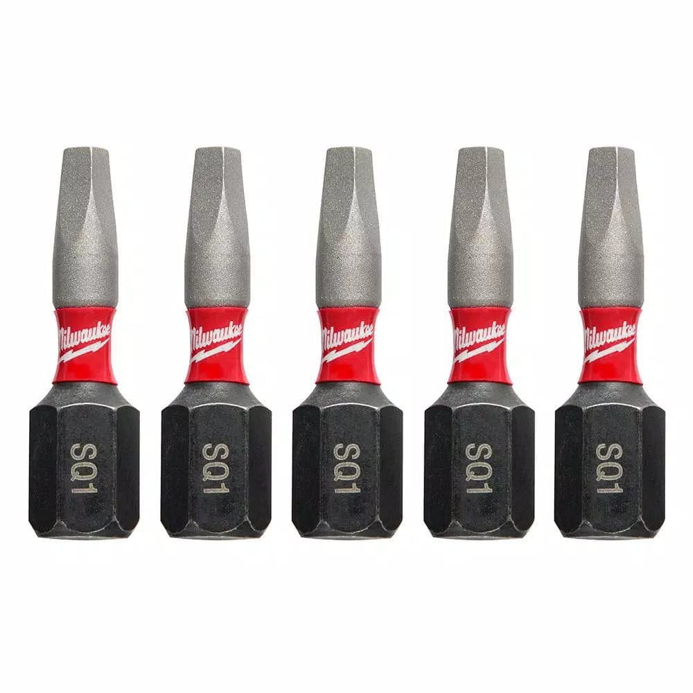 Milwaukee SHOCKWAVE 1 in. #1 Square Impact Rated Steel Insert Bits, 5-Pack