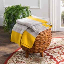 Safavieh Sun Kissed 100% Cotton Striped Throw Blanket - Sun Yellow & Light Grey thumbnail 1