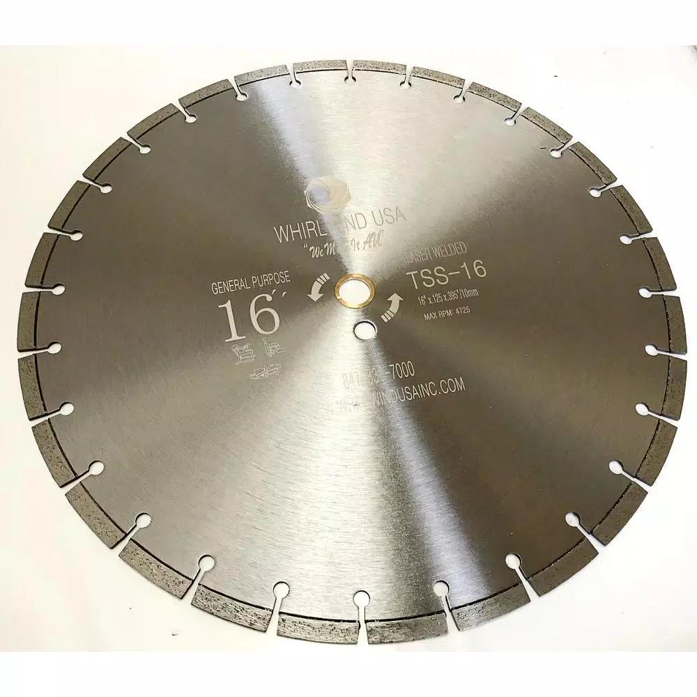 Whirlwind USA 16 in. 28-Teeth Segmented Diamond Saw Blade for Concrete, Stone, and Masonry