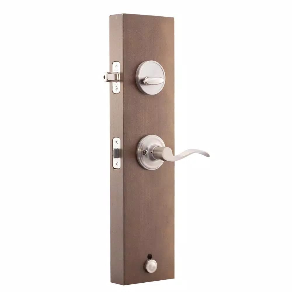 Copper Creek Colonial Handleset with Waverlie Lever Trim, Satin Stainless Steel