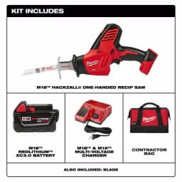 Milwaukee M18 18V Lithium-Ion Cordless Hackzall Reciprocating Saw Kit with 3.0Ah Battery, Charger and Bag thumbnail 2