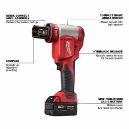 Milwaukee M18 Force Logic 10T Knockout Tool Kit with M18 FUEL Hammer Drill & 5.0 Ah Battery thumbnail 4