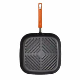 Rachael Ray 10.75 in. Hard-Anodized Aluminum Nonstick Square Grill Pan, Orange and Gray thumbnail 2