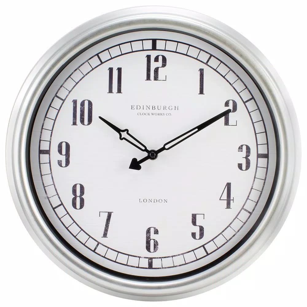 Equity by La Crosse 16 in. Silver Quartz Indoor/Outdoor Wall Clock with UV Protected Dial