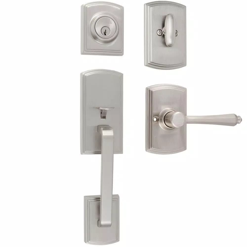 Delaney Visconti Italian Collection Dummy Satin Nickel Door Handleset with Florini Interior