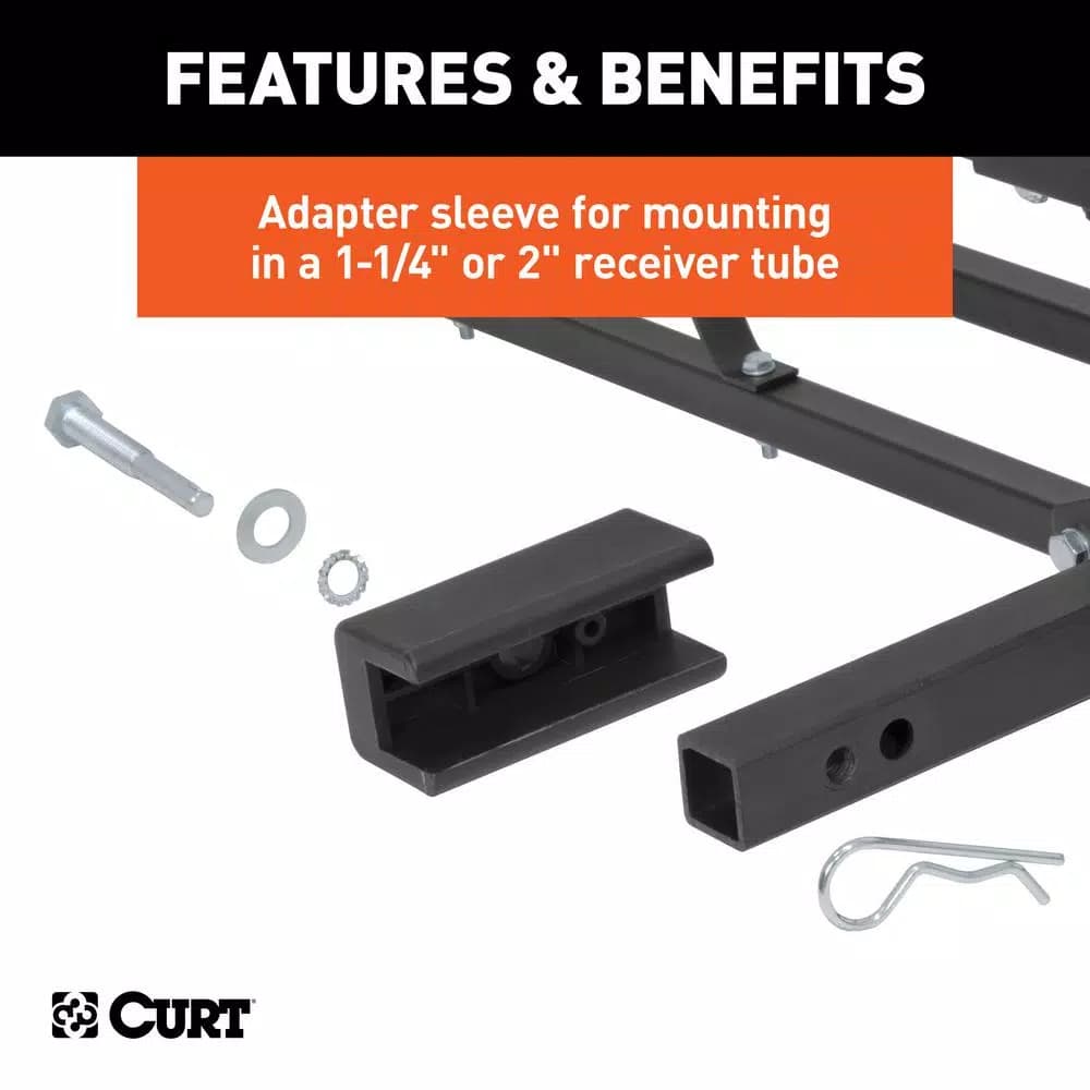 CURT 48 in. x 20 in. Steel Basket Style Hitch Cargo Carrier, 500 lb. Capacity, 2 in. Receiver with Adapter