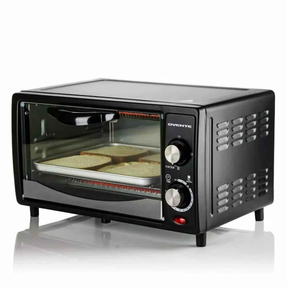 Ovente 800W Electric Toaster Oven, 10L Compact Oven with 3 Cooking Modes and 30-Min Timer, Black