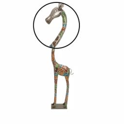 LITTON LANE Stylized Giraffe Metal Sculpture - 73" Tall Multi-Colored Glazed Iron Statuary thumbnail 4