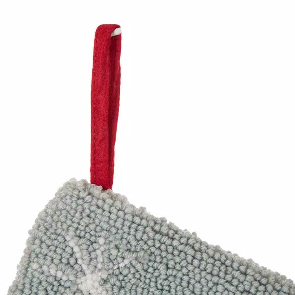 Glitzhome 19 in. Fox Hooked Christmas Stocking with Red Scarf and Santa Hat