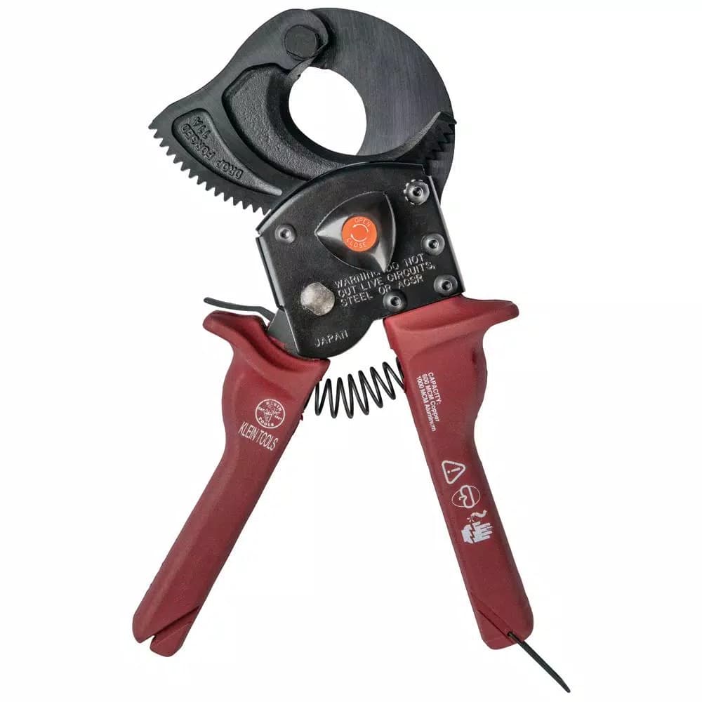 Klein Tools Compact Ratcheting Cable Cutter - High-Leverage Hand Tool for Copper, Aluminum & Communication Cables