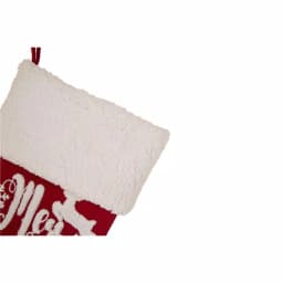 Glitzhome 21 in. Fabric Christmas Stocking with Reindeer and Snowflake Design, Red and White thumbnail 3