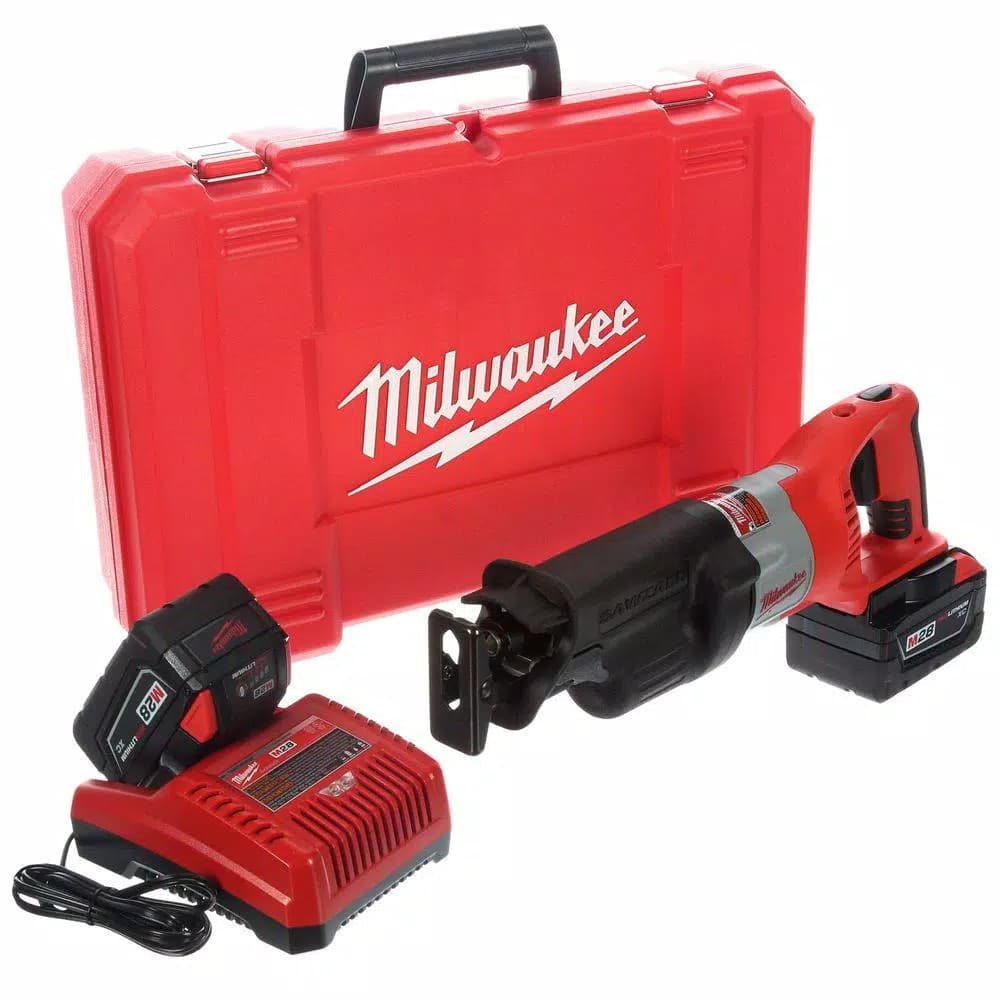 Milwaukee M28 28V Lithium-Ion Cordless Reciprocating Saw Kit with (2) 3.0Ah Batteries, Charger, and Hard Case