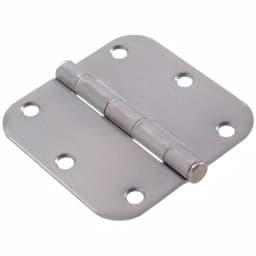 Hardware Essentials 3-1/2 in. Satin Chrome Residential Door Hinge, 5/8 in. Radius, Full Mortise (9-Pack) thumbnail 1