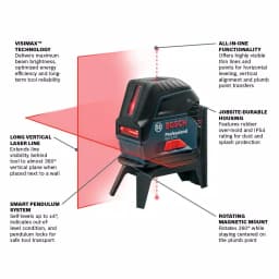 Bosch GCL 2-160 S Self-Leveling Cross-Line Laser Level with Plumb Points, 165 ft. Range, Reconditioned thumbnail 2