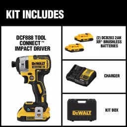 DEWALT 20V MAX XR Brushless 1/4 in. Impact Driver Kit with (2) 2.0 Ah Batteries & Charger thumbnail 2