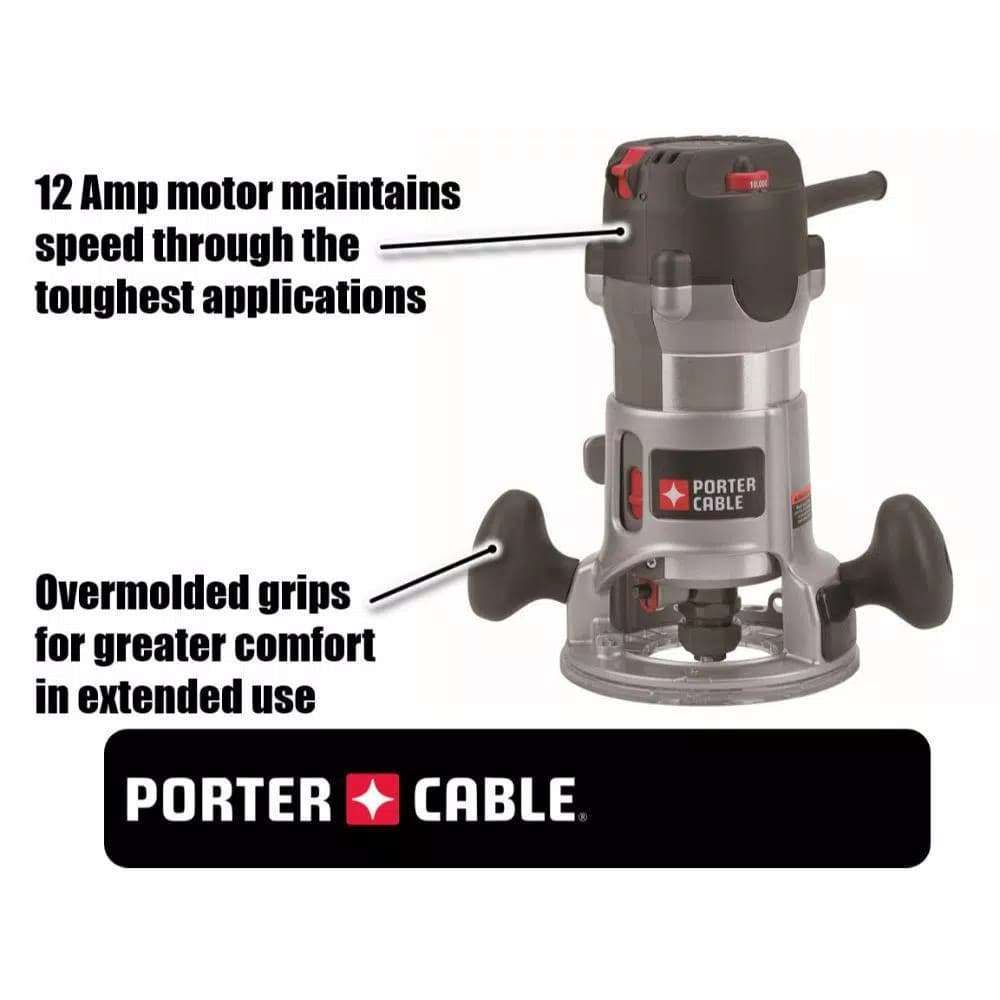 PORTER-CABLE 2.25 HP Fixed Base Router Kit, 12 Amp, Variable Speed