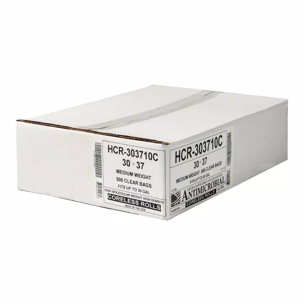 Unbranded HCR 20 Gallon Clear High Density Trash Bags, 0.32 Mil, 500 Count