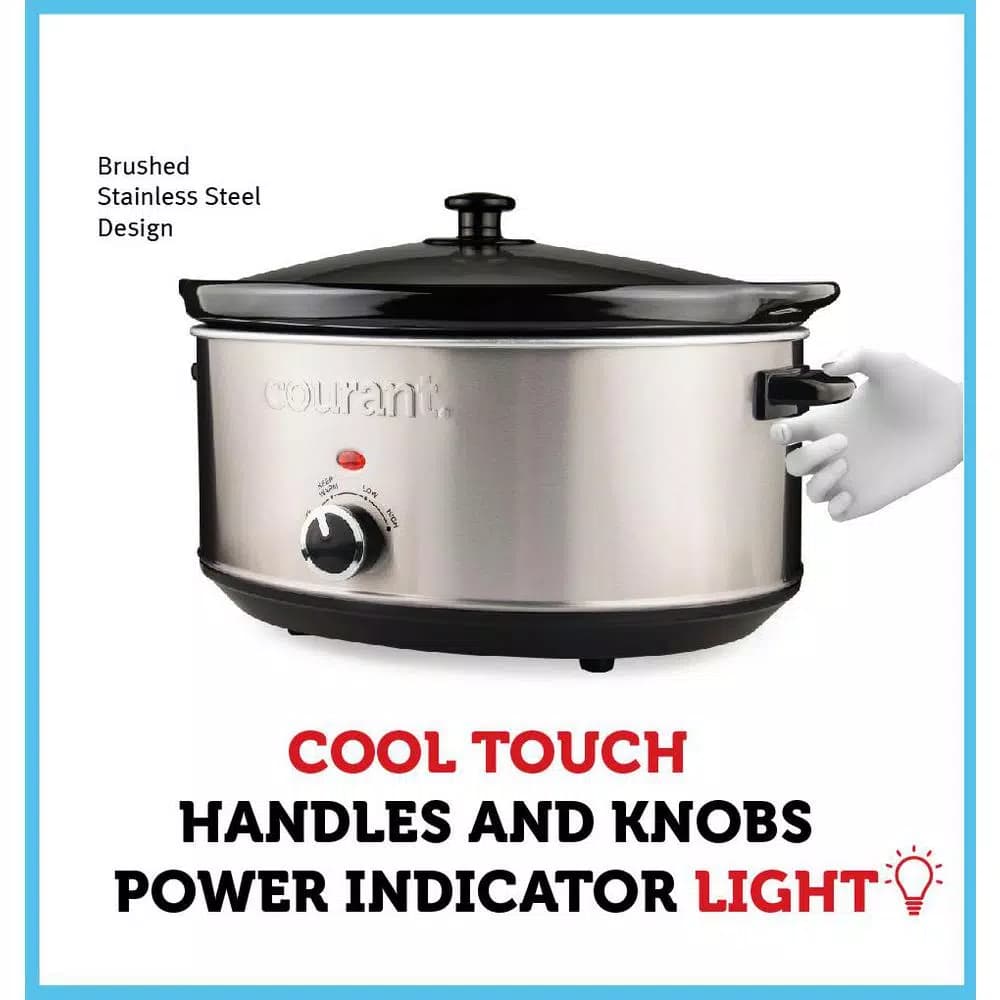 Courant 7 Qt. Stainless Steel Slow Cooker with Temperature Settings