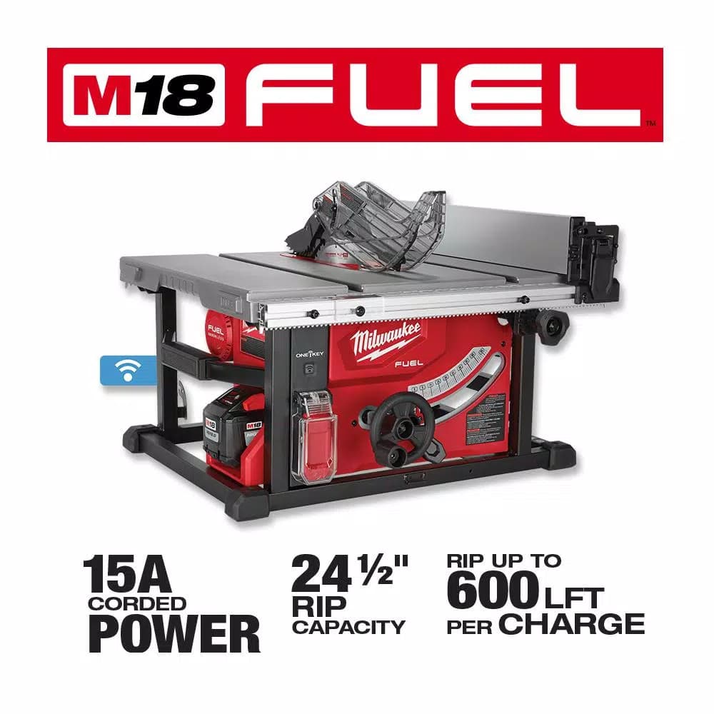 Milwaukee M18 FUEL 8-1/4 in. Cordless Table Saw Kit with 12.0 Ah Battery & Rapid Charger