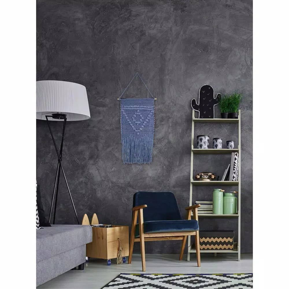 Unbranded Marmont Hill Blue Triangle Macrame Wall Tapestry - Hand Woven Cotton Wall Hanging