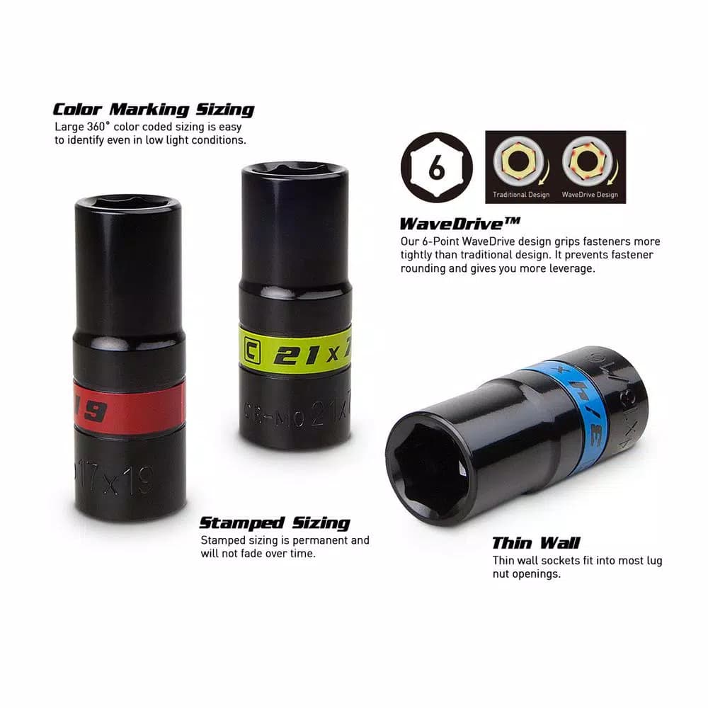 Capri Tools 1/2 in. Drive SAE/Metric 4-Piece Impact Flip Socket Set