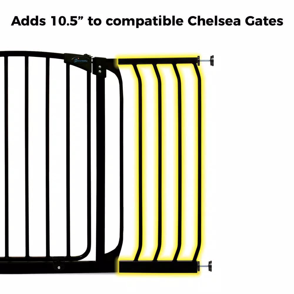 Dreambaby 10.5 in. Gate Extension for Chelsea Standard Height Child Safety Gates, Black