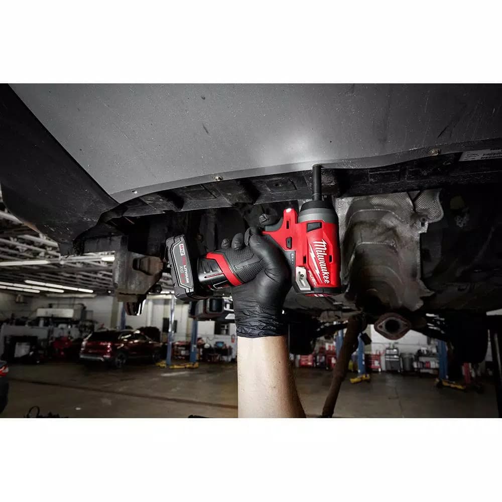 Milwaukee M12 FUEL 1/4 in. Stubby Brushless Cordless Impact Wrench Kit with Two Batteries and Charger