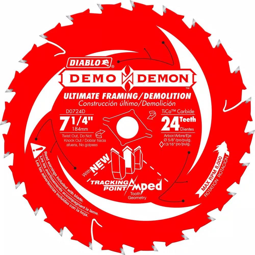 DIABLO Freud Demo Demon Amped 7-1/4 in. 24-Teeth Circular Saw Blade for Framing and Demolition