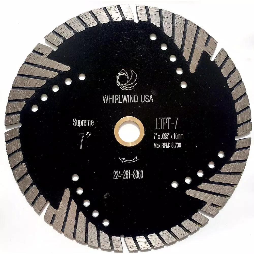 Whirlwind USA 7 in. Turbo Segmented Diamond Saw Blade for Granite, Marble, and Concrete