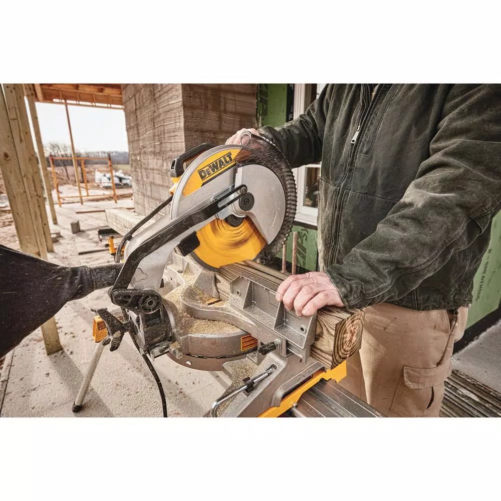 DEWALT 12 in. Corded Single Bevel Compound Miter Saw with 2-Pack Carbide Blade Set