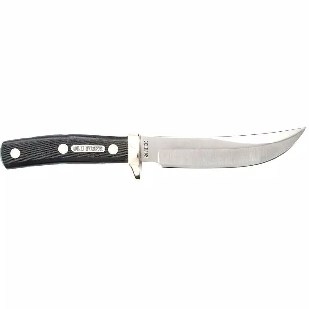 Schrade Old Timer Woodsman 5 in. Full Tang Fixed Blade Clip Point Knife with Brown Leather Sheath