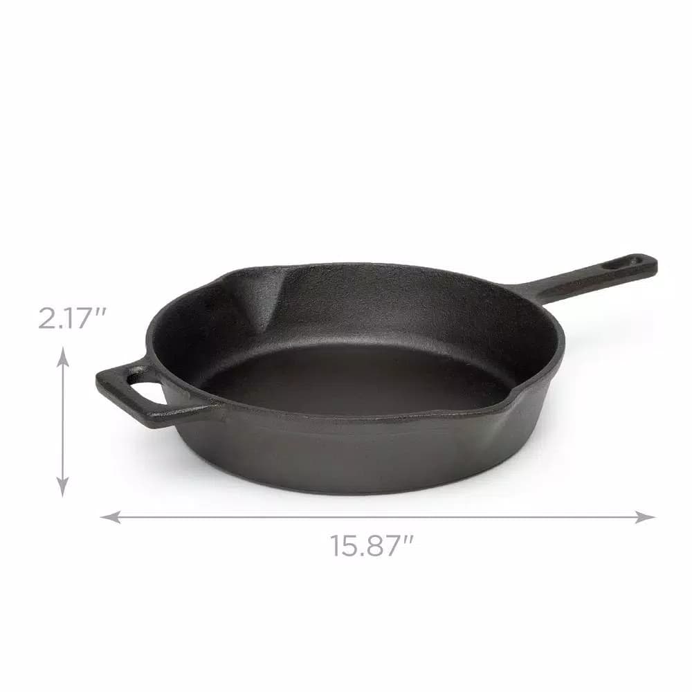 Ecolution Farmhouse 9.5 in. Cast Iron Frying Pan, Pre-Seasoned Black